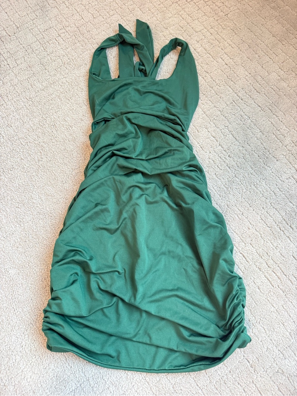 Green Halter Ruched Bodycon Dress